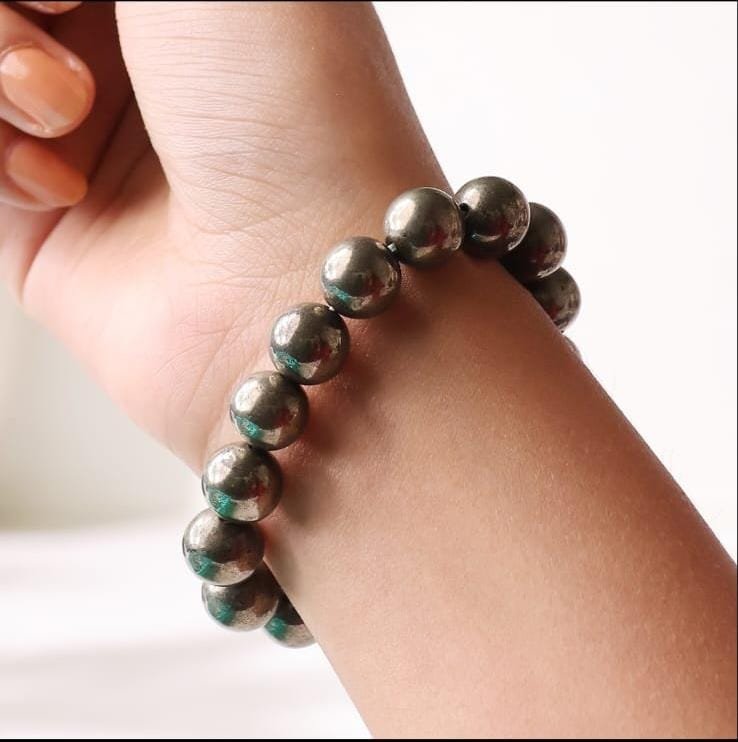 Pyrite Round Beads Bracelet - Image 4